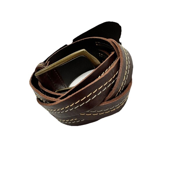Weekend Max Mara Italy Womens Small Oversized Leather Waist BELT Braided Brass